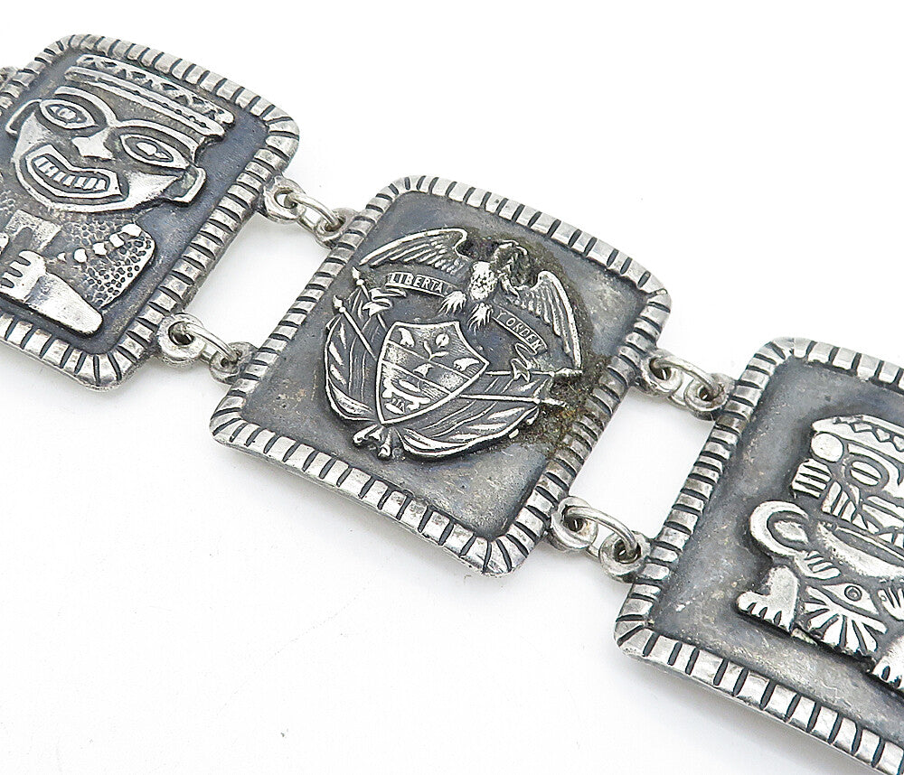 925 Sterling Silver Vintage Traditional Storyteller Solid Chain Bracelet BT1502