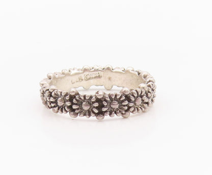 925 Sterling Silver Vintage Ring BOMA Floral Carved Tiara  Sz 8  RG32554