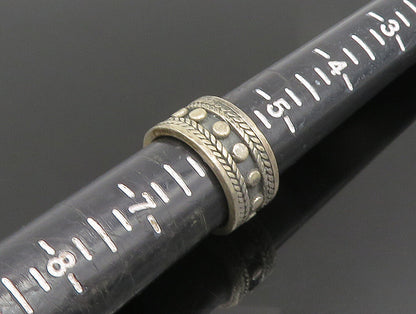 925 Sterling Silver  Vintage Etched Edge Beaded Band Ring Sz 6  RG24753