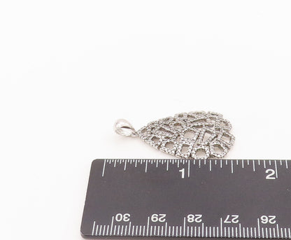 925 Sterling Silver Vintage Pendant Solid Geometric Shape Inlay Topaz  PT22679