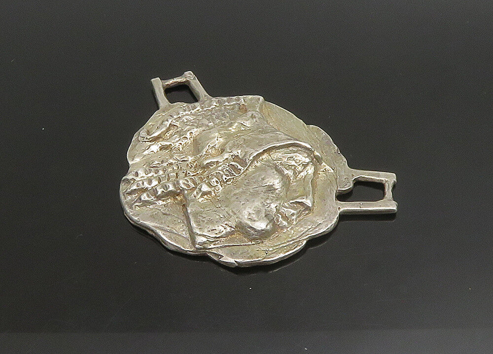 925 Sterling Silver  Vintage Heavy Large Sculpted Face Profile Pendant PT19016