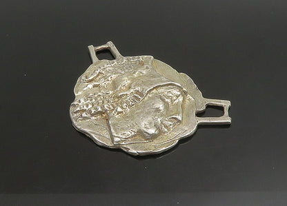 925 Sterling Silver  Vintage Heavy Large Sculpted Face Profile Pendant PT19016