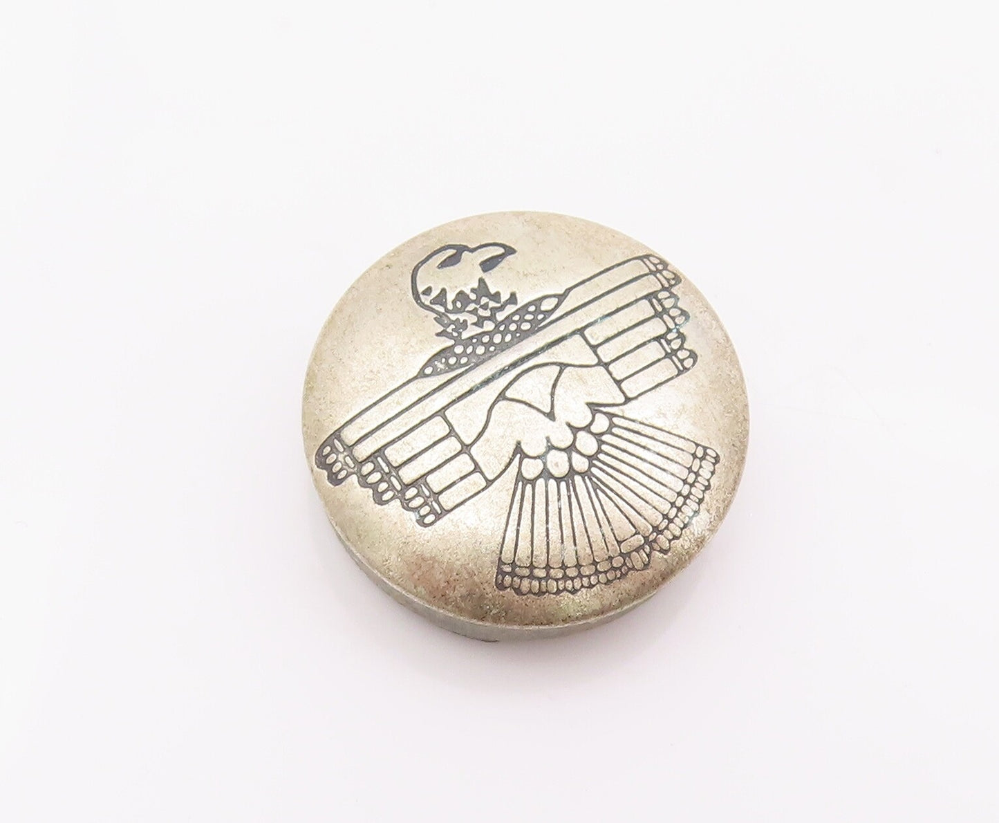 925 Sterling Silver Vintage Button Cover NAVAJO Etched Southwestern TR3725