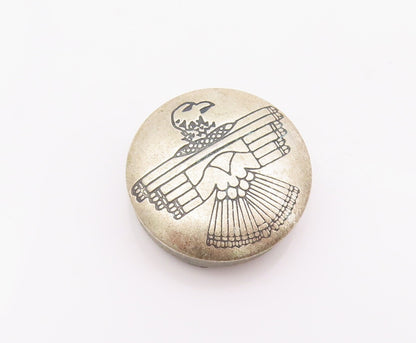925 Sterling Silver Vintage Button Cover NAVAJO Etched Southwestern TR3725