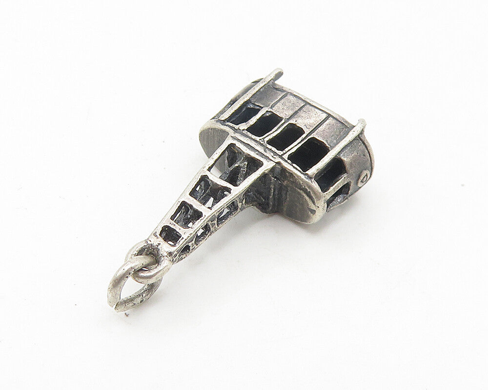 925 Sterling Silver  Vintage Petite Oxidized Cable Lift Motif Pendant  PT8906