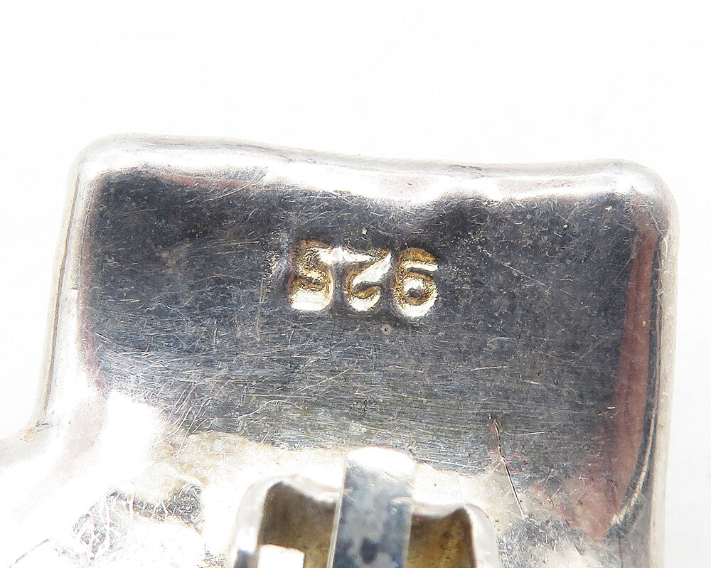 925 Sterling Silver  Vintage Modernist Sculpted Non Pierce Earrings  EG5966