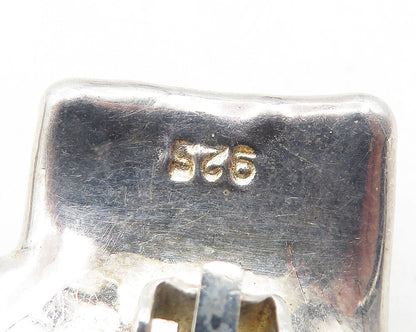 925 Sterling Silver  Vintage Modernist Sculpted Non Pierce Earrings  EG5966