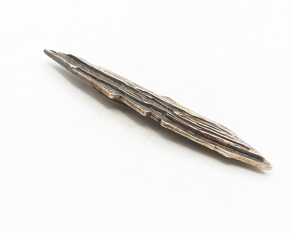 SIDNEY CARRON 925 Silver  Vintage Dark Tone Sculpted Design Brooch Pin  BP4140