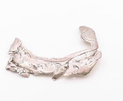 Solid Silver Vintage Large Heavy Brutalist Abstract Pendant  PT21032