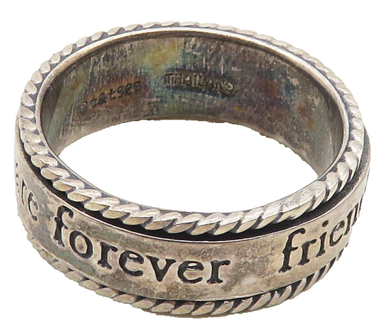 925 Sterling Silver  Vintage Friends Are Forever Spinner Ring Sz 9.5  RG9540