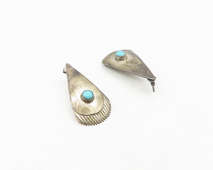 NAVAJO ZUNI 925 Silver  Vintage Antique Petite Turquoise Drop Earrings  EG9127