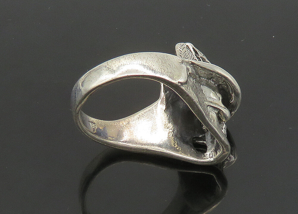 925 Sterling Silver  Vintage Skeleton Head Large Biker Ring Sz 12  RG23537