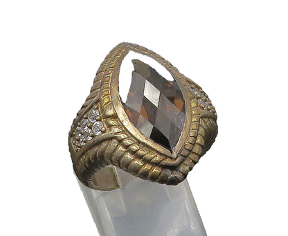 925 Sterling Silver   Vintage Smoky Topaz Pointed Cocktail Ring Sz 7  RG23017