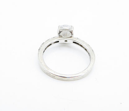 925 Sterling Silver Shiny White Topaz Solitaire With Accents Ring Sz 7 RG7590