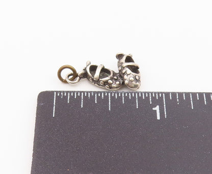 925 Sterling Silver Vintage Petite Pair Of Mary Jane Shoes Pendant PT17746