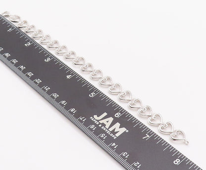 925 Sterling Silver Vintage Bracelet Cutout Real Diamonds Hearts Lined   BT10320