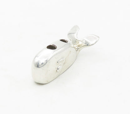 925 Sterling Silver  Vintage Shiny Polished Whale Motif Pendant  PT13349