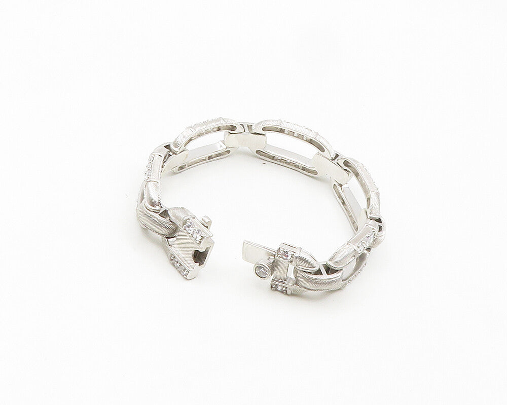 JUDITH RIPKA 925 Silver  Vintage Shiny Cubic Zirconia Chain Bracelet  BT7661
