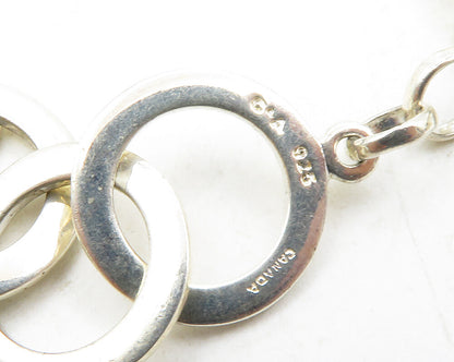 DAVID SIGAL 925 Sterling Silver Vintage Shiny Open Circle Chain Necklace  NE2196
