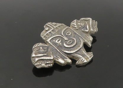 925 Sterling Silver  Vintage Oxidized Warrior Motif Brooch Pin  BP8821