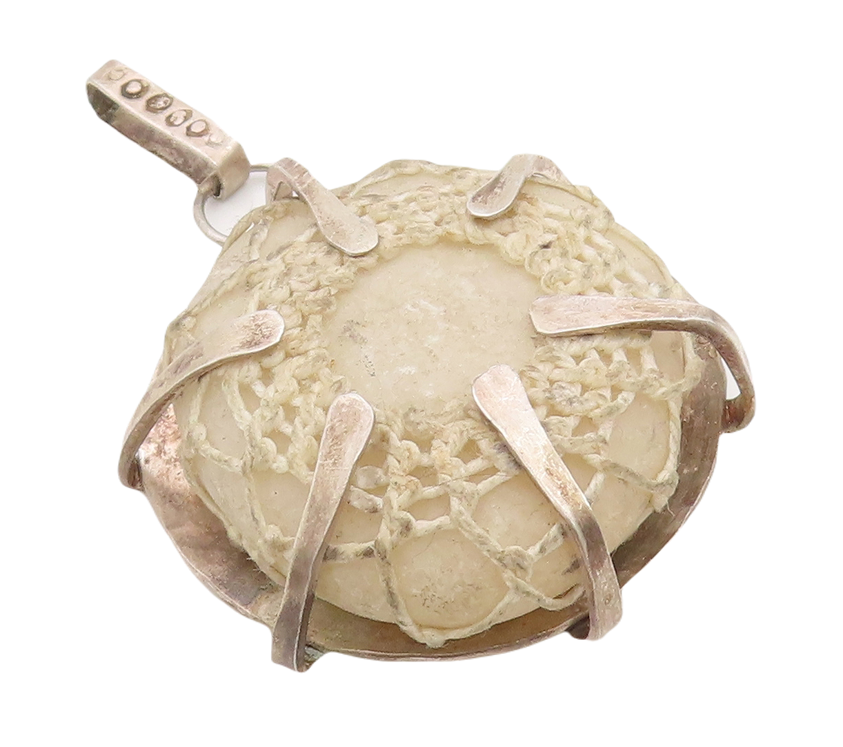 925 Sterling Silver Vintage Pendant EUROPEAN Antique Croatia Marble  PT23545