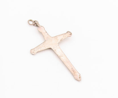925 Sterling Silver Vintage Pendant Minimalist Antique Religious Cross  PT24489