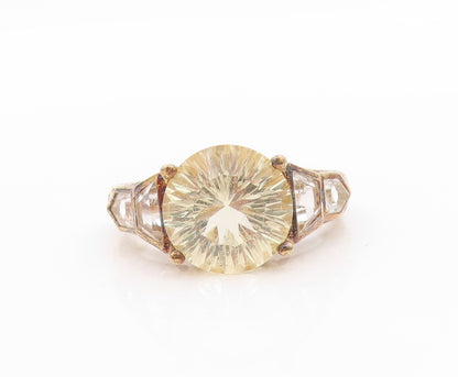 925 Sterling Silver Vintage Ring Gold Plated Swirly Multi Topaz  Sz 10  RG33364