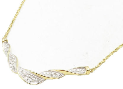 925 Sterling Silver  Genuine Diamonds Gold Plated Twist Chain Necklace  NE1942