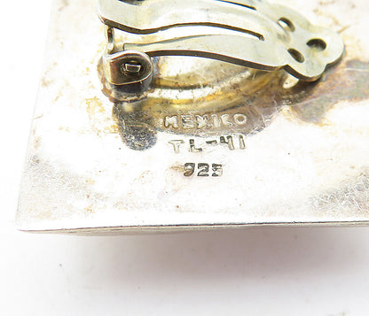 MEXICO 925 Silver  Vintage Two Tone Rope Twist Non Pierce Earrings  EG2874