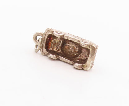 925 Sterling Silver Vintage Pendant 3D Carved New York Taxi Charm  PT24676