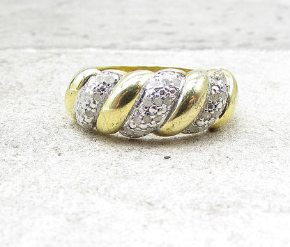 Gold Over 925 Silver  .35ctw Genuine Diamonds Cloudy Band Ring Sz 7  RG1706