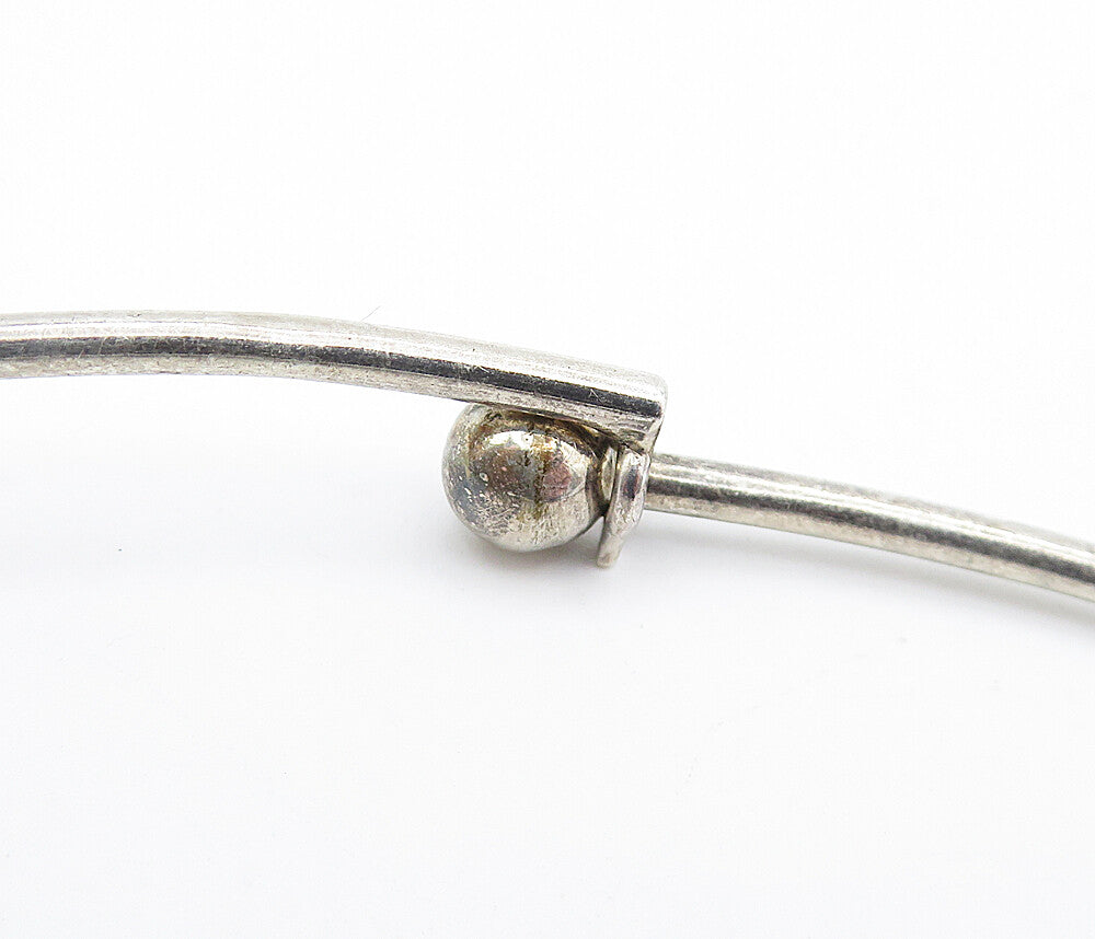 925 Sterling Silver  Vintage Smooth Dangling Detail Collar Necklace  NE1109