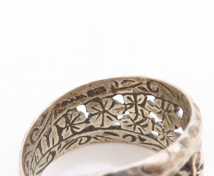925 Sterling Silver Vintage Ring Daisy Floral Petals Cut Out Band  Sz 7  RG33648