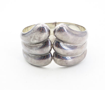 ZINA 925 Sterling Silver  Vintage Dark Tone Fluted Bangle Bracelet  BT3576