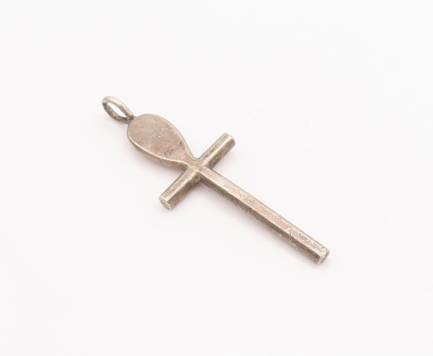 925 Sterling Silver Vintage Pendant Solid Cutout Religious Cross  PT23235