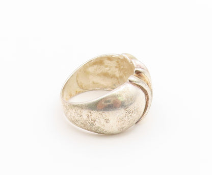 925 Sterling Silver Vintage Ring Two Tone Fluted Dome Band  Sz 6.5  RG36949