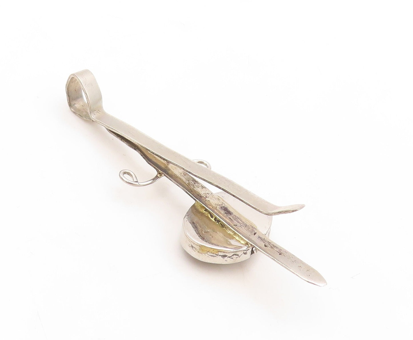 925 Sterling Silver Vintage Tie Clip Dark Minimalist Gemstone Inlay  TR3835