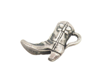 925 Sterling Silver  Vintage Petite Dark Tone Cowboy Boot Motif Pendant PT9048