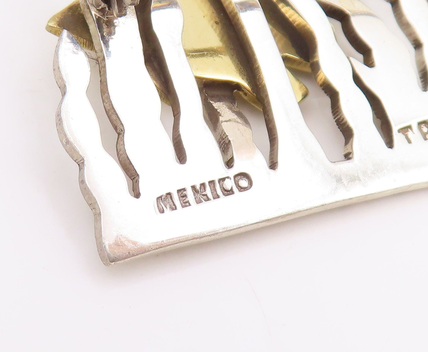 925 Sterling Silver Vintage Brooch Pin MEXICO Two Tone Underwater Fish  BP12228