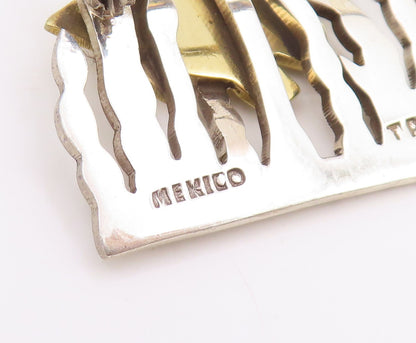 925 Sterling Silver Vintage Brooch Pin MEXICO Two Tone Underwater Fish  BP12228
