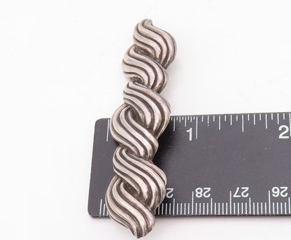 925 Sterling Silver Vintage Brooch Dark Tone Thick Twisted Rope Etched  BP11475