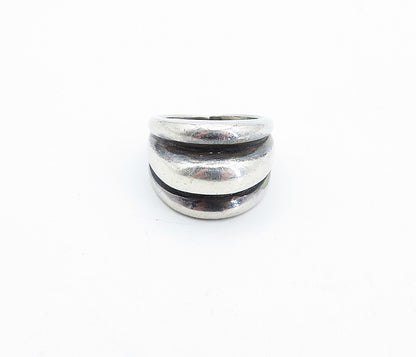 FRANCIS STEBBINGS 925 Silver  Vintage Shiny Fluted Dome Band Ring Sz 7  RG4318