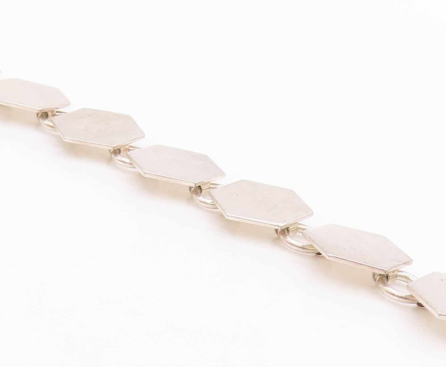 925 Sterling Silver Vintage Bracelet Minimalist Honeycomb Design Cutout  BT11308