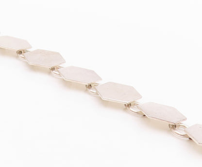925 Sterling Silver Vintage Bracelet Minimalist Honeycomb Design Cutout  BT11308