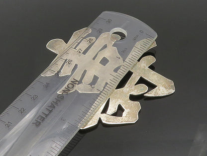 925 Sterling Silver Vintage Large Symbol Ornate CHINESE EXPORT Brooch Pin BP9515