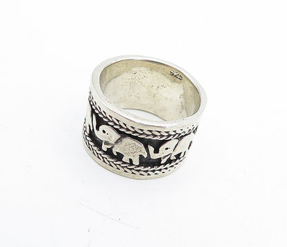925 Sterling Silver  Vintage Oxidized Elephant Wheat Band Ring Sz 6.5  RG5579