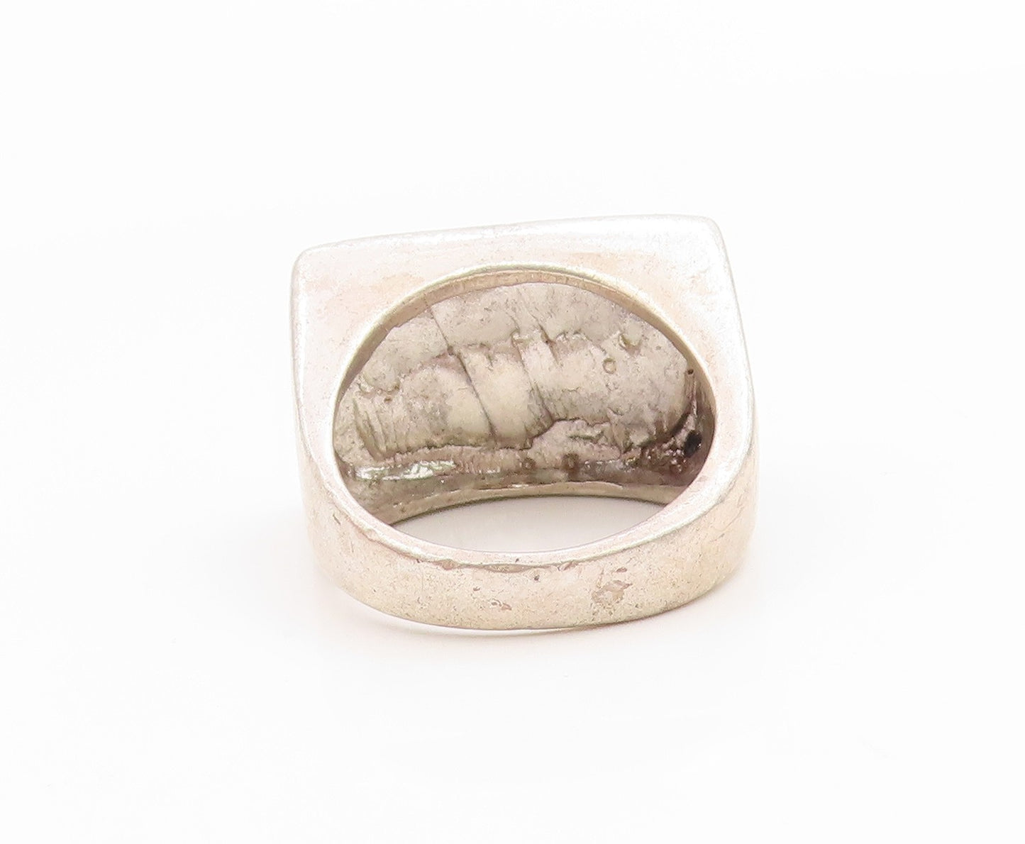 925 Sterling Silver Vintage Ring Bold Geometric Rectangle Signet Sz 7.5 RG36008