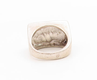 925 Sterling Silver Vintage Ring Bold Geometric Rectangle Signet Sz 7.5 RG36008