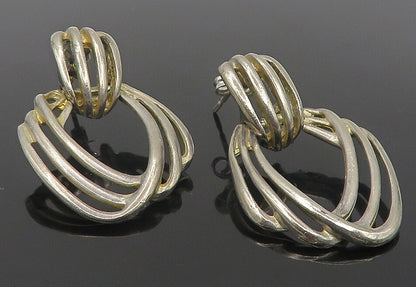 925 Sterling Silver  Vintage Dark Tone Split Hinge Drop Earrings  EG6241