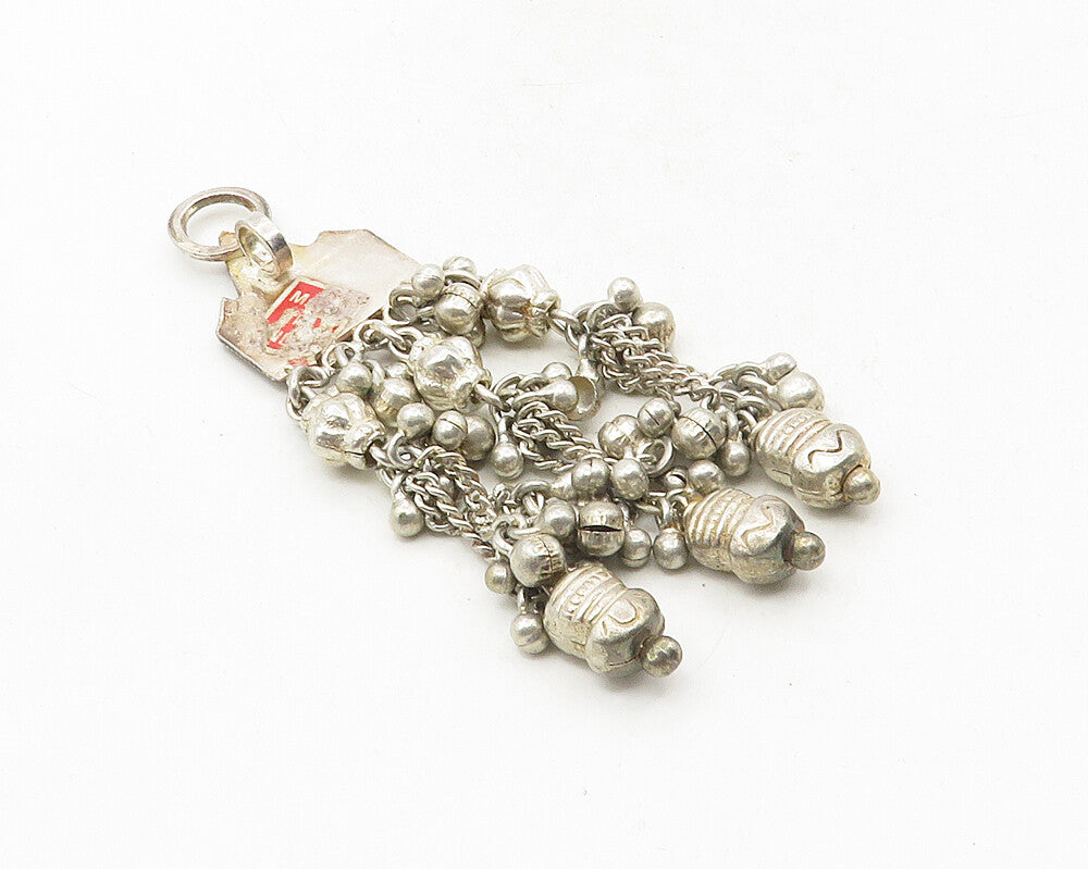 925 Sterling Silver  Vintage Twist Detail Beaded Chandelier Pendant  PT7904